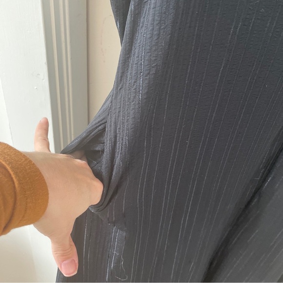 Vintage JC Penney Loungewear Black Maxi Zip Zipper Up Pkts Caftan Dress Size 12 - Picture 5 of 7